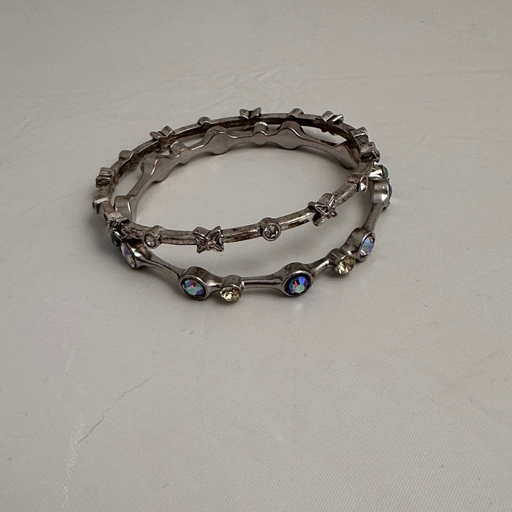 Vintage silver bangles with Swarovski crystals